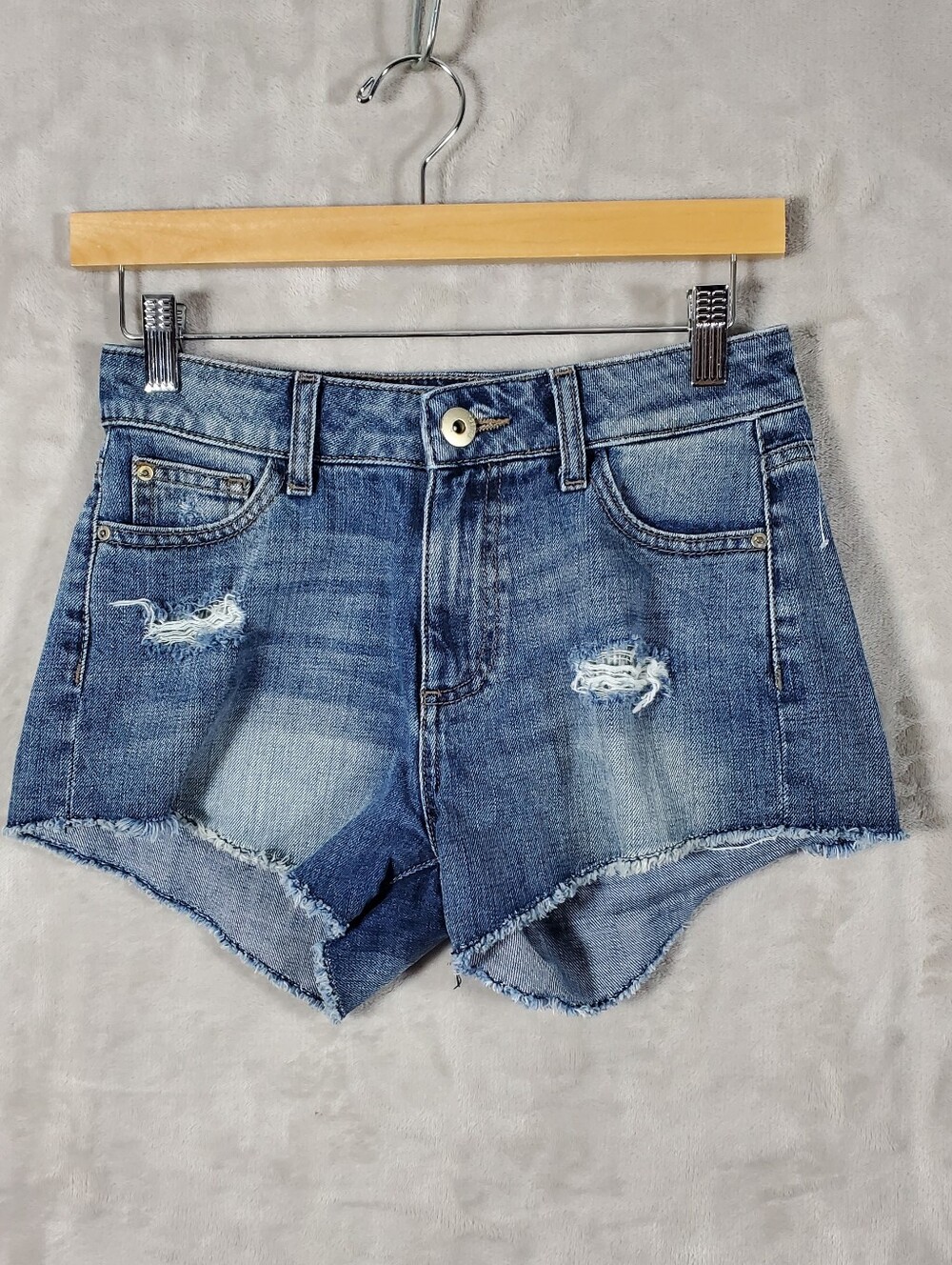 DL1961 Ivy High Rise Denim Shorts Womens 24 Blue Distressed Frayed Y2K